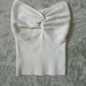 Amazon Women's Cream Knotted Top